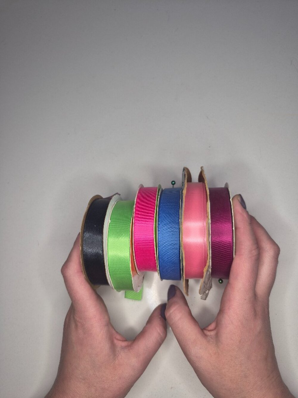 Mixed Lot Of 6 Crafting Ribbon 5/8" All Multi Color Ribbon Spools